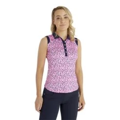 Ladies Marie Printed Sleeveless Polo Shirt Sepa Print 8 Ladies Marie Printed Sleeveless Polo Shirt Sepa Print -Women's Golf Fashion - Green Lamb P SG23963GREENLAMBSHIRTSEPAPRINTLADIES 2 L