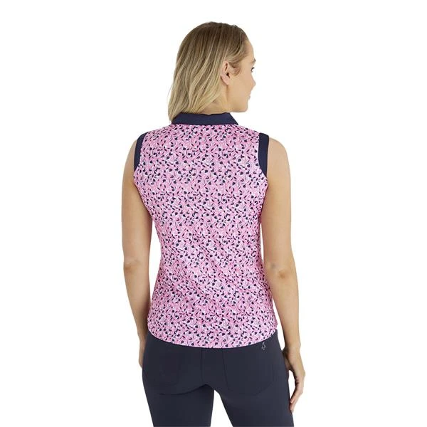 Ladies Marie Printed Sleeveless Polo Shirt Sepa Print 4 Ladies Marie Printed Sleeveless Polo Shirt Sepa Print - Image 4