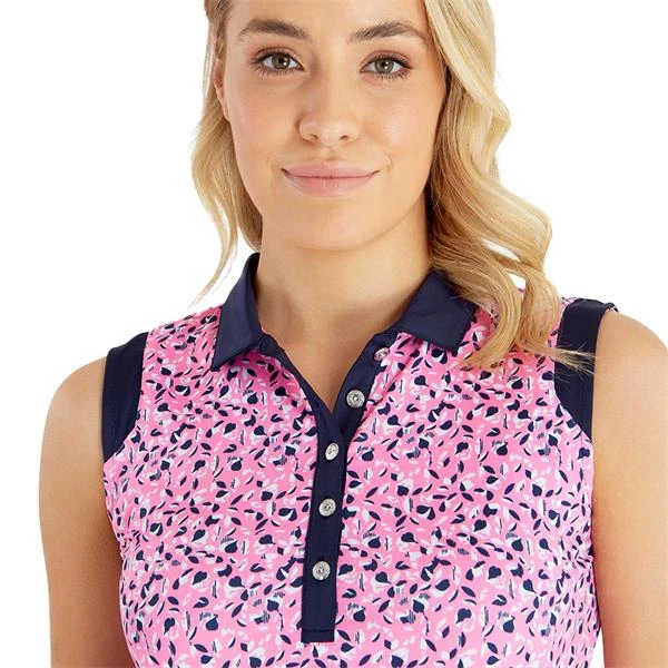 Ladies Marie Printed Sleeveless Polo Shirt Sepa Print 6 Ladies Marie Printed Sleeveless Polo Shirt Sepa Print - Image 6