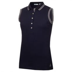 Maisie Pique Sleeveless Polo Shirt Navy