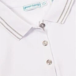 Maisie Pique Sleeveless Polo Shirt White -Women's Golf Fashion - Green Lamb P SG23965GREENLAMBSHIRTWHITELADIES 5 L