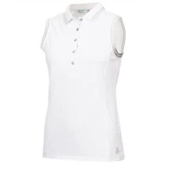 Maisie Pique Sleeveless Polo Shirt White