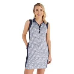 Mercy Printed Sleeveless Dress Waterfall Print 8 Mercy Printed Sleeveless Dress Waterfall Print -Women's Golf Fashion - Green Lamb P SG23967GREENLAMBDRESSWATERFALLPRINTLADIES 2 L