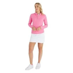 Ladies Molly Textured Zip Neck Top Candy -Women's Golf Fashion - Green Lamb P SG23969GREENLAMBTOPCANDYLADIES 2 L