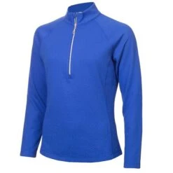 Ladies Molly Textured Zip Neck Top Cornflower