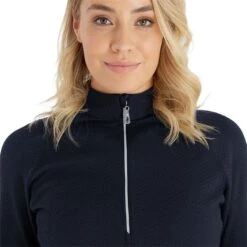 Ladies Molly Textured Zip Neck Top Navy -Women's Golf Fashion - Green Lamb P SG23969GREENLAMBTOPNAVYLADIES 5 L