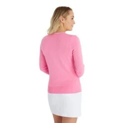 Ladies Madison Cable V-Neck Sweater Candy -Women's Golf Fashion - Green Lamb P SG23970GREENLAMBSWEATERCANDYLADIES 3 L