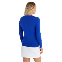 Ladies Madison Cable V-Neck Sweater Cornflower 9 Ladies Madison Cable V-Neck Sweater Cornflower -Women's Golf Fashion - Green Lamb P SG23970GREENLAMBSWEATERCORNFLOWERLADIES 3 L