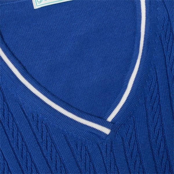 Ladies Madison Cable V-Neck Sweater Cornflower 6 Ladies Madison Cable V-Neck Sweater Cornflower - Image 6