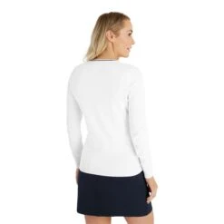Ladies Madison Cable V-Neck Sweater White -Women's Golf Fashion - Green Lamb P SG23970GREENLAMBSWEATERWHITELADIES 3 L