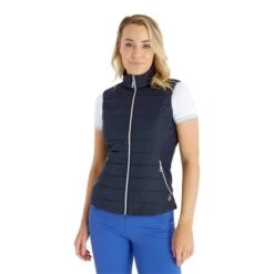 Maria Quilted Gilet Navy -Women's Golf Fashion - Green Lamb P SG23973GREENLAMBGILETNAVYLADIES 2 L