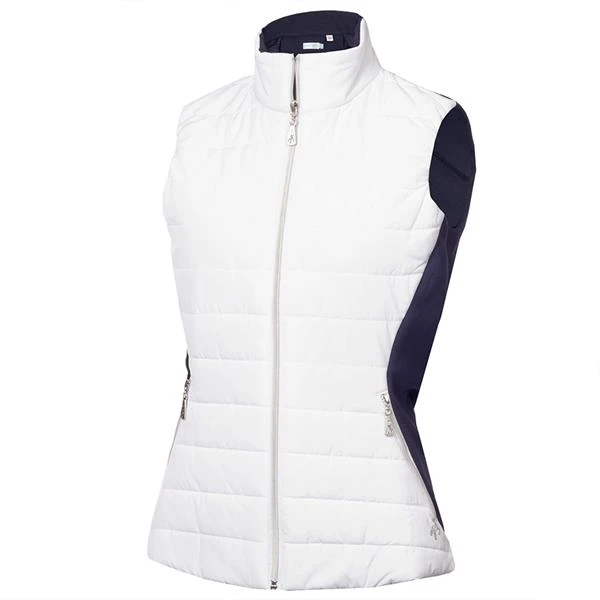 Maria Quilted Gilet White - Navy 1 Maria Quilted Gilet White - Navy
