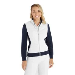 Ladies Megan Quilted Jacket White - Navy -Women's Golf Fashion - Green Lamb P SG23974GREENLAMBJACKETWHITENAVYLADIES 4 L