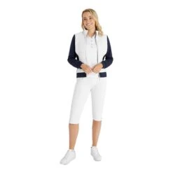 Ladies Megan Quilted Jacket White - Navy -Women's Golf Fashion - Green Lamb P SG23974GREENLAMBJACKETWHITENAVYLADIES 5 L