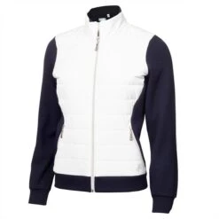 Ladies Megan Quilted Jacket White - Navy